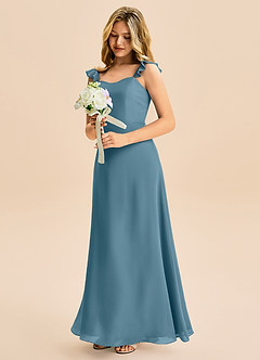 Azazie Mavie Junior Abito A-Line in Chiffon Increspato Bermuda image1