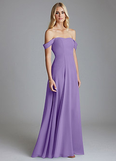 Azazie Seriana Brudtärnklänningar Klä av A-Linje i Chiffong Av axeln Tahiti image4