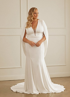 Christian Siriano Bridal for Azazie 2001 Wedding Dresses Diamond White Caramel Mermaid Crepe Back Satin Dress image13