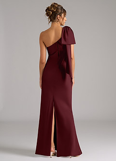 Azazie Capri Jurken voor bruidsmeisjes Jurk van Stretch Satijn met Zeemeermin One-Shoulder Cabernet image2