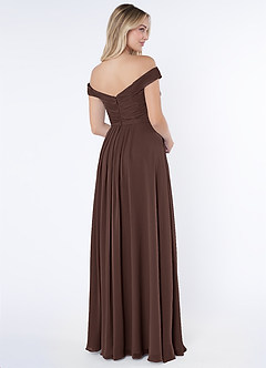 Azazie Audrianna Final Sale Burgundy A-Line Off-The-Shoulder Gathered Chiffon Convertible Dress image4