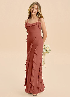 Azazie Phoebe Junior Klä av Tubklänning i Chiffong Rynkad image4