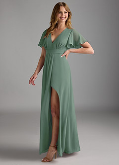 Azazie Zaniah Bridesmaid Dresses Eucalyptus A-Line Chiffon Dress image5