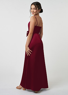 Azazie Anina Junior Robe Trapèze en Satin extensible Arc Bourgogne image5