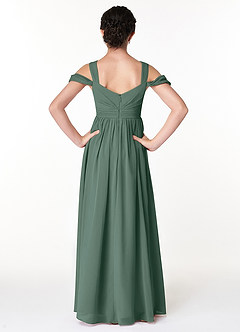 Azazie Lianne Junior Sea Moss A-Line Off the Shoulder Chiffon Dress image2