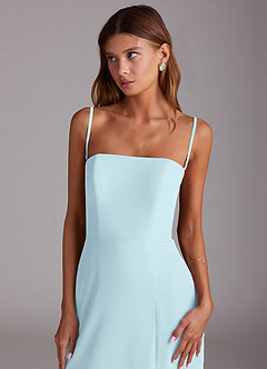 Azazie Wren Bridesmaid Dresses Cloud Blue A-Line Side Slit Chiffon Convertible Dress image3