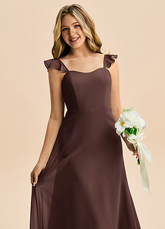 Azazie Mavie Junior Ganache A-Line Ruched Chiffon Dress image5