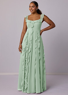 Barbie ♥ Azazie Bridesmaid Dresses Agave A-Line with Pockets Chiffon Dress image9