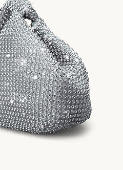 front Delicate Sparkling Rhinestone Zip Wrist Evening Bag