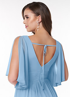 Azazie Temeka Bridesmaid Dresses Powder Blue A-Line Ruched Chiffon Dress image5