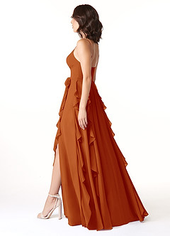 Azazie Peyton Bridesmaid Dresses Paprika A-Line Ruched Chiffon Dress image4