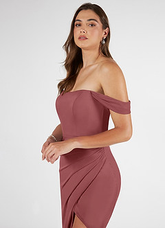 Azazie Kit Bridesmaid Dresses Amethyst Mermaid Off the Shoulder Mesh Dress image5