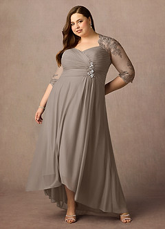 Azazie Anne Mother of the Bride Dresses Taupe Sheath Sweetheart Sequins Lace Dress image15