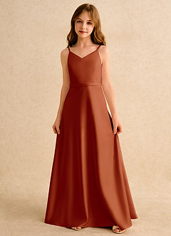 Azazie Fishie Junior Formal Flower Girl Klänningar Klä A-Line i Matt satäng image4