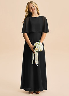 Azazie Maris Junior Abito A-Line in Chiffon Nero image4
