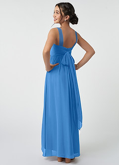 Azazie Kora Junior Blue Jay A-Line Pleated Chiffon Dress image4