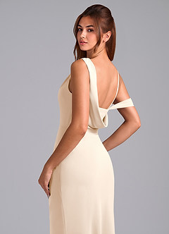 Azazie Madelyn Bridesmaid Dresses White Alabaster Mermaid Off the Shoulder Chiffon Convertible Dress image2