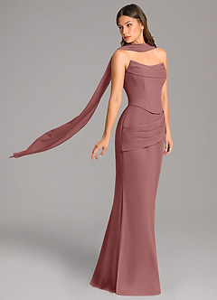 Azazie Sorrel Bridesmaid Dresses Desert Rose Mermaid Corset Chiffon Dress image3