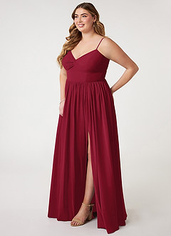 Azazie Zeya Bridesmaid Dresses Burgundy A-Line V-Neck Pleated Chiffon Dress image8