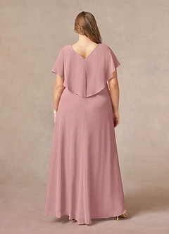 Azazie Eliza Mother of the Bride Dresses Dusty Rose A-Line V-Neck Pleated Chiffon Dress image7