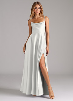 Azazie Elle Bridesmaid Dresses White A-Line Pleated Stretch Satin Dress image4