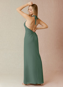 Azazie Yessi Bridesmaid Dresses Eucalyptus Sheath Pleated Chiffon Dress image2