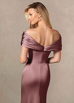 Azazie Auberdeen Mother of the Bride Dresses Vintage Mauve Mermaid Pleated Stretch Satin Dress image6
