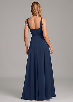 Azazie Shaude Bridesmaid Dresses Dark Navy A-Line Pleated Chiffon Dress image2