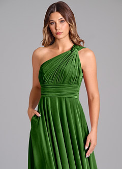 Azazie Charlize Bridesmaid Dresses Ivy A-Line One Shoulder Velvet Dress image6