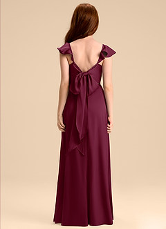 Azazie Everett Junior Vestido de Mora de Satén Elástico de Corte en A con Lazo image2