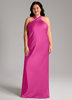 Azazie Doretta Bridesmaid Dresses Fuchsia Mermaid Pleated Stretch Satin Dress image6