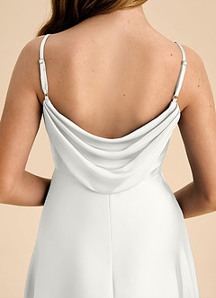 Azazie Bug Junior A-Linie Plissee Stretch-Satin Kleid Weiß image8