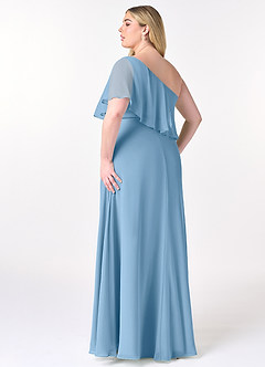 Azazie Lizzy Brautjungfernkleider A-Linie One-Shoulder Chiffon Kleid Stahlblau image11