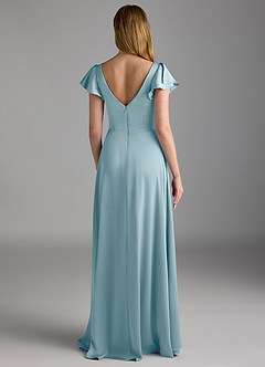Azazie Omari Brautjungfernkleider A-Linie Stretch-Satin Kleid Stimmungsvolles Blau image2