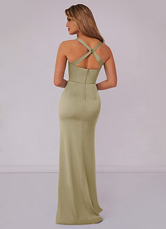 Barbie ♥ Azazie Bridesmaid Dresses Moss Green Mermaid Pleated Stretch Satin Dress image2
