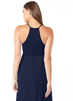 Azazie Annabelle vestidos de dama de honor de maternidad Vestido de Acampanado Cuello en V plisado Largo hasta el piso Malla image3
