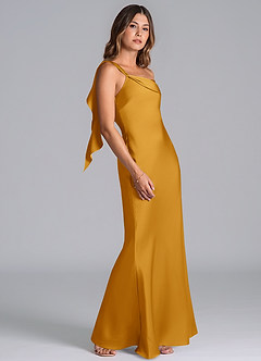 Azazie Driea Brudtärnklänningar Klä av Sjöjungfru i Stretch Satin Ena axeln Knäck image5