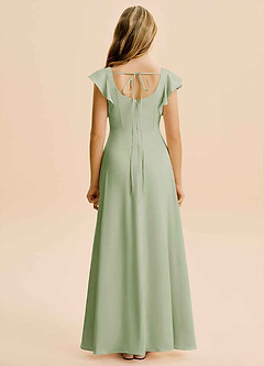 Azazie Bondi Junior Dusty Sage A-Line Side Slit Stretch Satin Dress image2