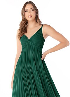 Azazie Raychelle Bridesmaid Dresses Emerald A-Line V-Neck Chiffon Dress image5