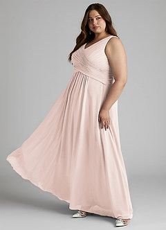 Azazie Flora Jurken voor bruidsmeisjes Jurk van Chiffon met A-Lijn Geplooid Rozenblaadje image12