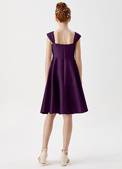Azazie Amira Junior A-Linie Plissee Stretch-Satin Kleid Traube image2