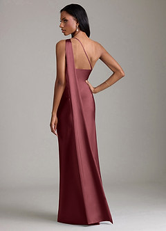 Azazie Galinda Brudtärnklänningar Klä av Sjöjungfru i Stretch Satin Ena axeln Merlot image6