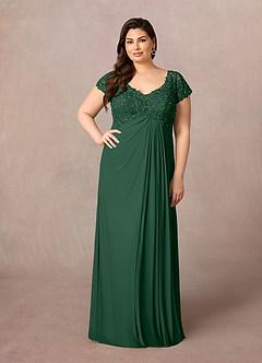 Azazie Macy Mother of the Bride Dresses Dark Green A-Line V-Neck Sequin Lace Lace Dress image6