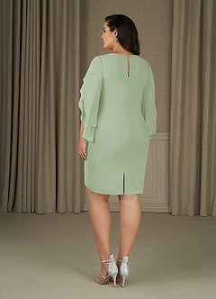 Azazie Carter Abiti per la Madre della Sposa Abito Tubino in Chiffon Elasticizzato Increspato Verde Salvia image8