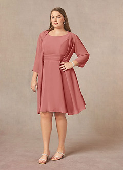 Azazie Shirley Mother of the Bride Dresses Antique Rose A-Line Scoop Pleated Chiffon Dress image10