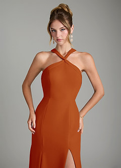 Azazie Rue Bridesmaid Dresses Paprika A-Line Halter Chiffon Dress image3