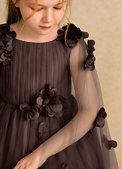 Azazie Staria Flower Girl Dresses Ganache Ball-Gown Ruched Tulle Dress image10