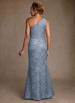 Azazie Joylin Moeder van de bruid jurken Trompet Jurk van Bloemen Burn-out One-Shoulder Stoffig Blauw image2