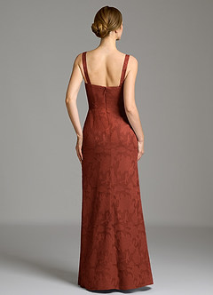 Azazie Brandi Final Sale Terracotta Mermaid Pleated Floral Burnout Dress image5