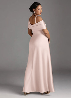 Azazie Milton Mother of the Bride Dresses Blushing Pink A-Line Pleated Stretch Satin Dress image12